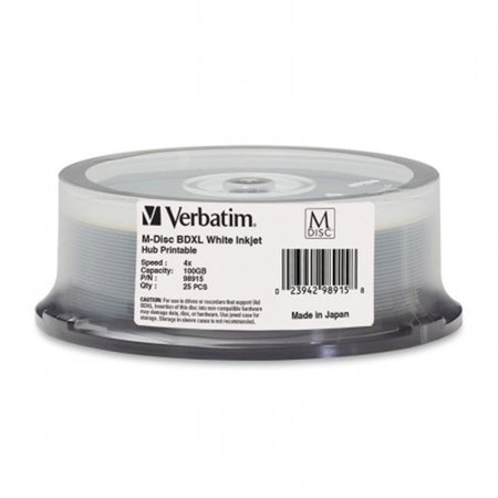 VERBATIM Verbatim 98915 M-Disc BD-R 100 GB 4X White Inkjet Printable; Hub Printable 98915